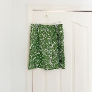 LOFT Green & White Print Short Skirt